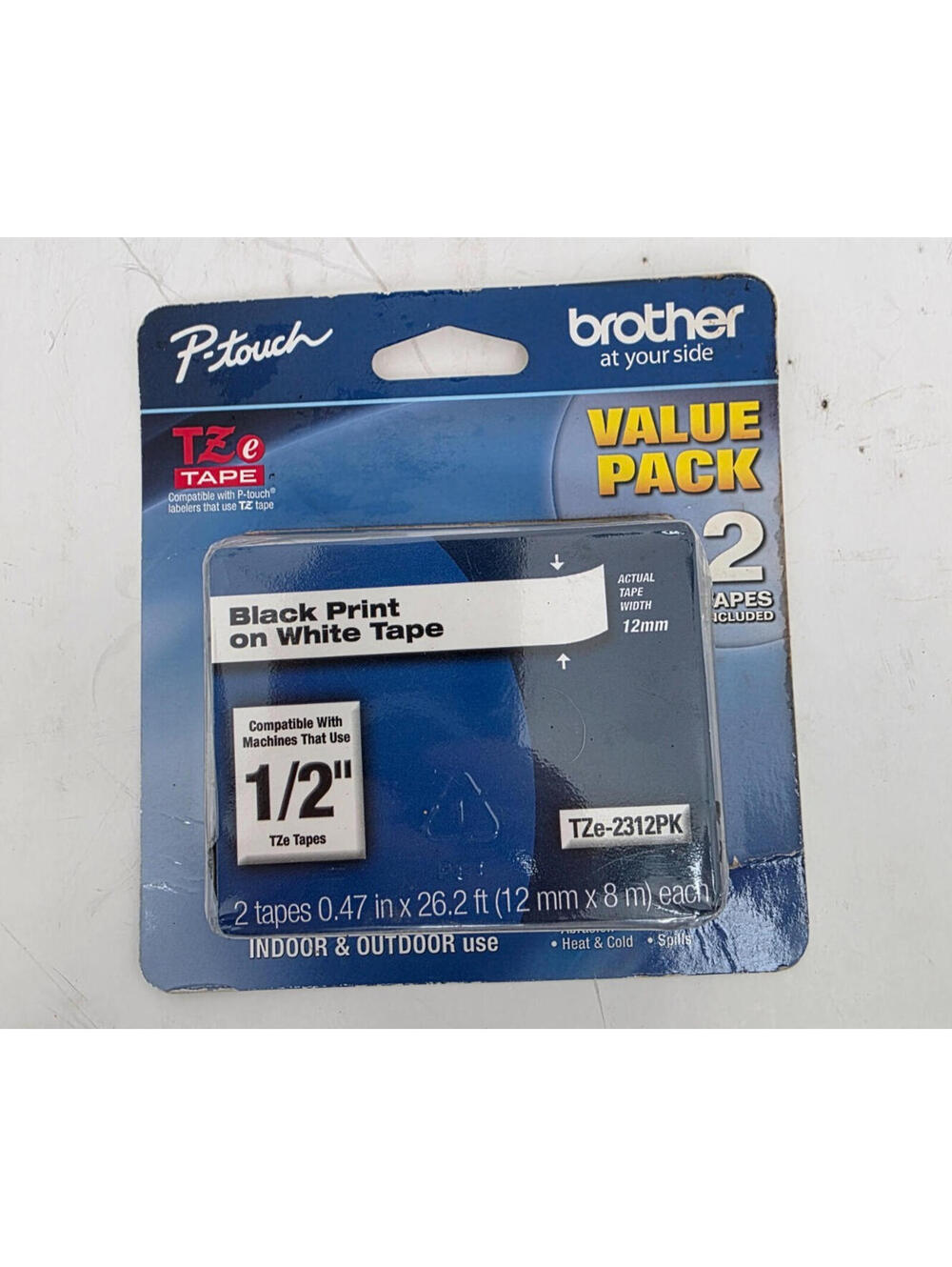 New Sealed Brother P-Touch Value Pack TZe-2312PK 1/2" Print Tape 2 Tapes